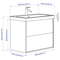 ÄNGSJÖN / BACKSJÖN - Washbasin/drawer/misc cabinet, oak effect,80x48x69 cm - best price from Maltashopper.com 79513993