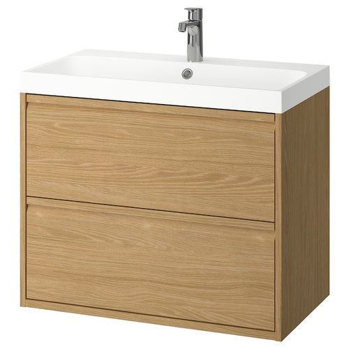 ÄNGSJÖN / BACKSJÖN - Washbasin/drawer/misc cabinet, oak effect,80x48x69 cm
