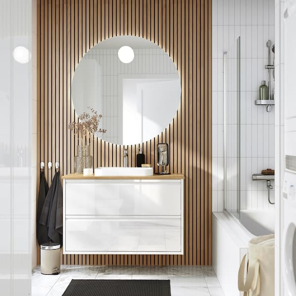 Ikea ÄNGSJÖN / BACKSJÖN - Washbasin/drawer unit/misc, gloss white/amber,102x49x71 cm