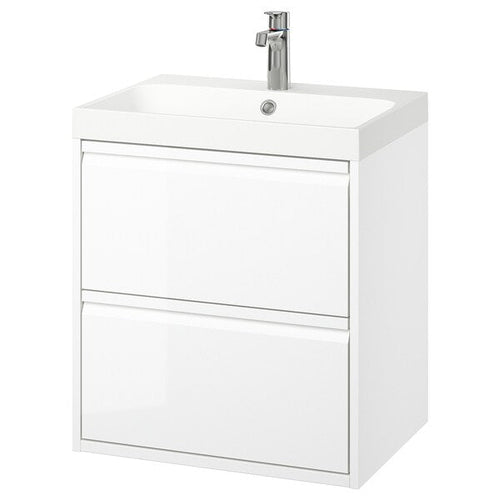 ÄNGSJÖN / BACKSJÖN - Washbasin/drawer unit/misc, glossy white,60x48x69 cm