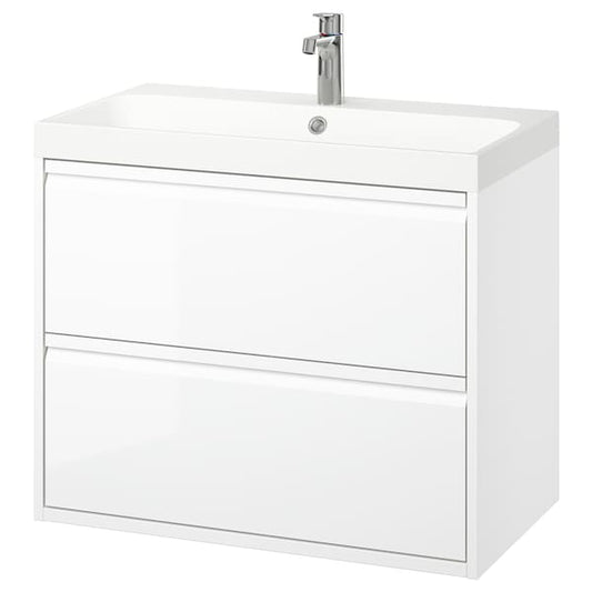 Ikea ÄNGSJÖN / BACKSJÖN - Washbasin/drawer/misc cabinet, gloss white,80x48x69 cm
