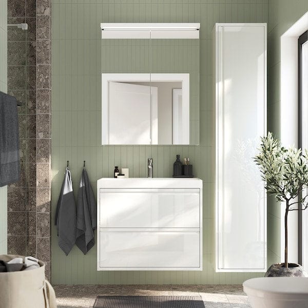 Ikea ÄNGSJÖN / BACKSJÖN - Washbasin/drawer/misc cabinet, gloss white,80x48x69 cm