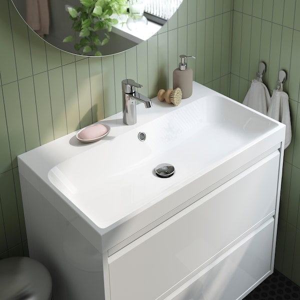 ÄNGSJÖN / BACKSJÖN - Washbasin/drawer/misc cabinet, gloss white,80x48x69 cm - best price from Maltashopper.com 09521114