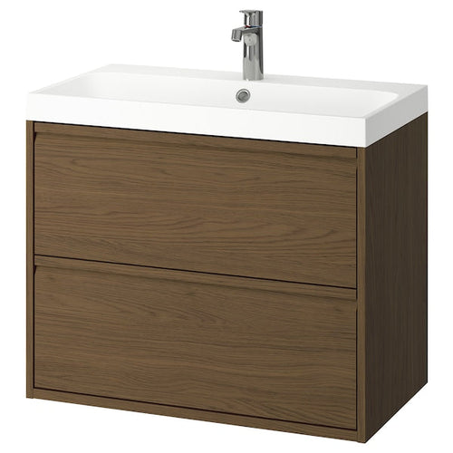 ÄNGSJÖN / BACKSJÖN - Washbasin/drawer/misc cabinet, brown oak effect,80x48x69 cm