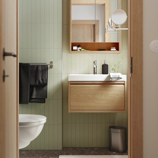 Ikea ÄNGSJÖN / BACKSJÖN - Washbasin/drawer/misc cabinet, oak effect,60x48x39 cm