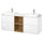 ÄNGSJÖN / BACKSJÖN - Washbasin/washbasin/mixer unit, glossy white/ oak-effect/marble-effect white,162x49x71 cm