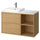 ÄNGSJÖN / BACKSJÖN - Washbasin/washbasin/mixer unit, oak/white marble effect,102x49x71 cm