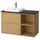 ÄNGSJÖN / BACKSJÖN - Washbasin/washbasin/mixer unit, oak/black marble effect,102x49x71 cm