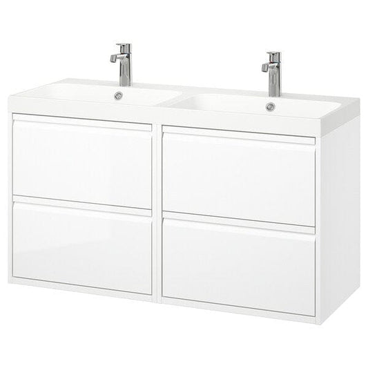 Ikea ÄNGSJÖN / BACKSJÖN - Washbasin/washbasin unit, white high gloss,122x49x69 cm