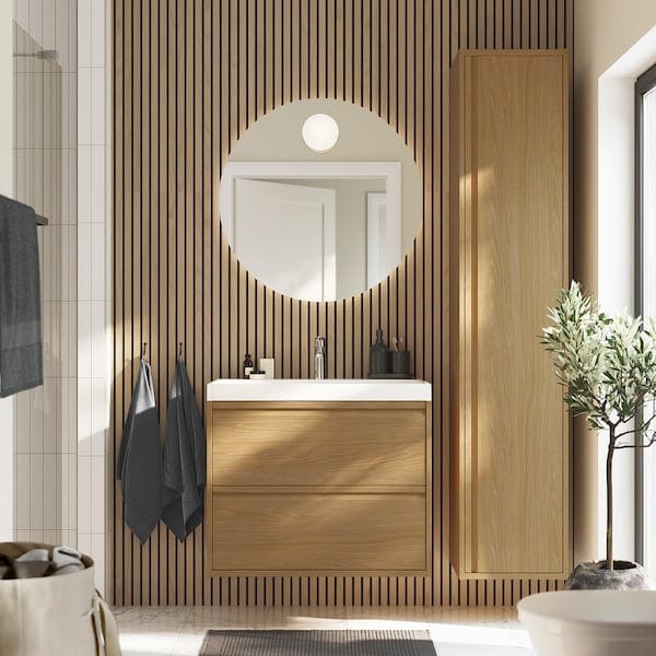 Ikea ÄNGSJÖN - High cabinet with door, oak effect, 40x35x195 cm