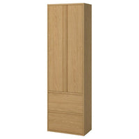 ÄNGSJÖN high cabinet with doors/drawers, oak effect, 60x35x195 cm