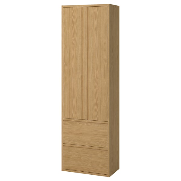 ÄNGSJÖN - Tall cabinet with doors/drawers, oak effect,60x35x195 cm