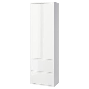 Ikea ÄNGSJÖN - Tall cabinet with doors/drawers, glossy white,60x35x195 cm