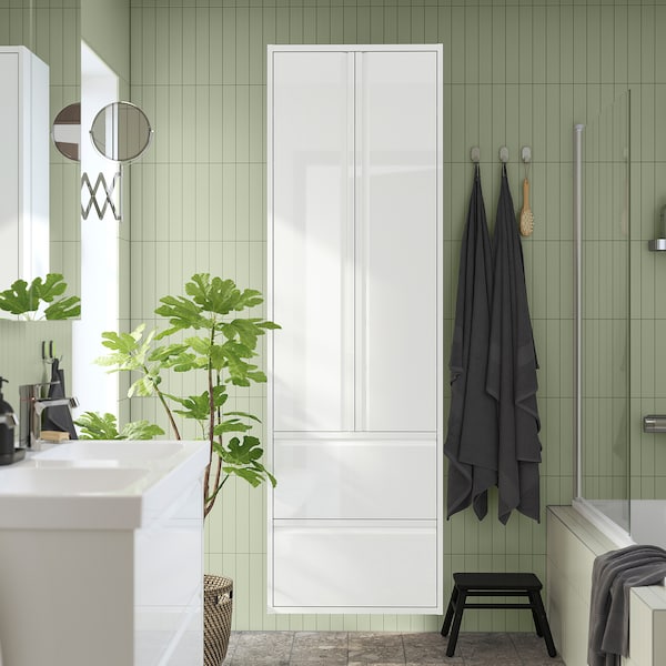 ÄNGSJÖN - Tall cabinet with doors/drawers, glossy white,60x35x195 cm - best price from Maltashopper.com 20553165