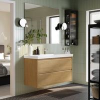 ÄNGSJÖN - Washbasin cabinet with drawers, oak effect,120x48x63 cm - best price from Maltashopper.com 70535094