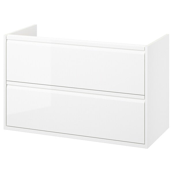 ÄNGSJÖN - Wash-stand with drawers, high-gloss white, 100x48x63 cm - best price from Maltashopper.com 10535092