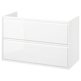 ÄNGSJÖN wash-stand with drawers, high-gloss white, 100x48x63 cm