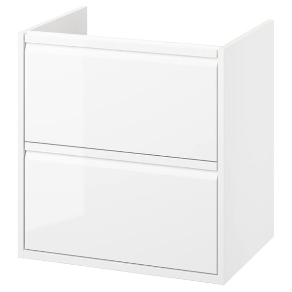 ÄNGSJÖN - Wash-stand with drawers, high-gloss white, 60x48x63 cm - best price from Maltashopper.com 30535086