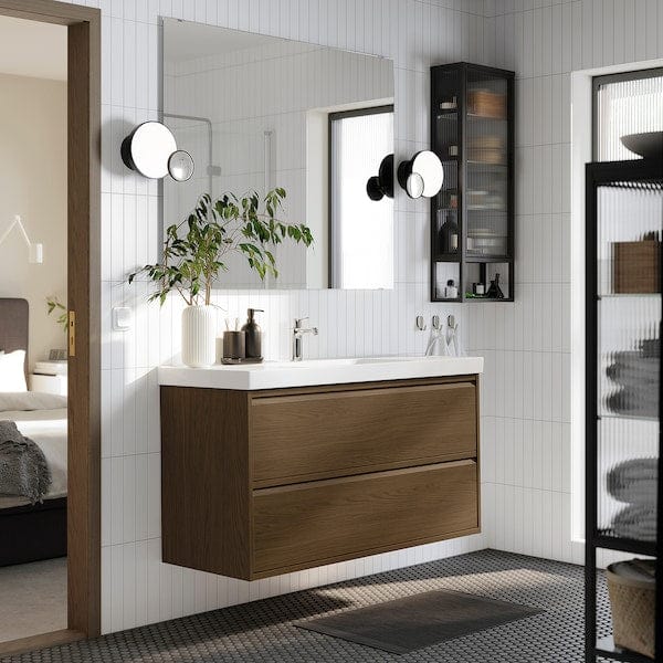 Ikea ÄNGSJÖN - Washbasin cabinet with drawers, brown oak effect,120x48x63 cm