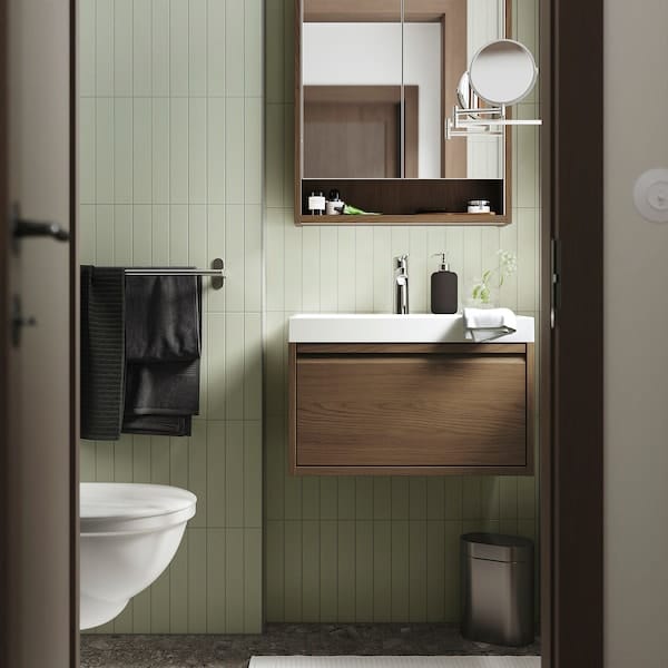 Ikea ÄNGSJÖN - Wash-stand with drawer, brown oak effect, 60x48x33 cm