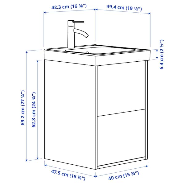 ÄNGSJÖN / ORRSJÖN - Washbasin/drawer/misc cabinet, oak effect,42x49x69 cm - best price from Maltashopper.com 39509672