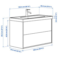 ÄNGSJÖN / ORRSJÖN - Washbasin/drawer/misc cabinet, oak effect,102x49x69 cm - best price from Maltashopper.com 69521328