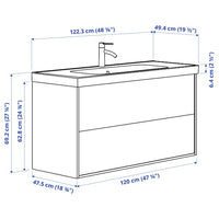ÄNGSJÖN / ORRSJÖN - Washbasin/drawer/misc cabinet, oak effect,122x49x69 cm - best price from Maltashopper.com 59514074
