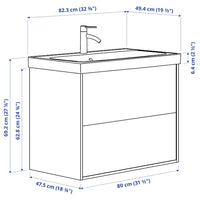 ÄNGSJÖN / ORRSJÖN - Washbasin/drawer/misc cabinet, glossy white,82x49x69 cm - best price from Maltashopper.com 59521263