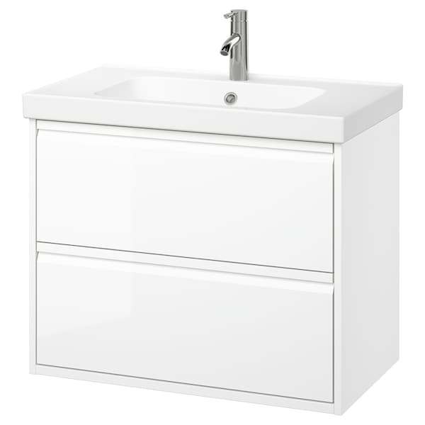 ÄNGSJÖN / ORRSJÖN - Washbasin/drawer/misc cabinet, glossy white,82x49x69 cm - best price from Maltashopper.com 59521263
