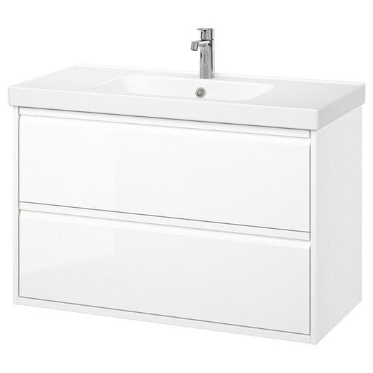 Ikea ÄNGSJÖN / ORRSJÖN - Washbasin/drawer/misc cabinet, glossy white,102x49x69 cm