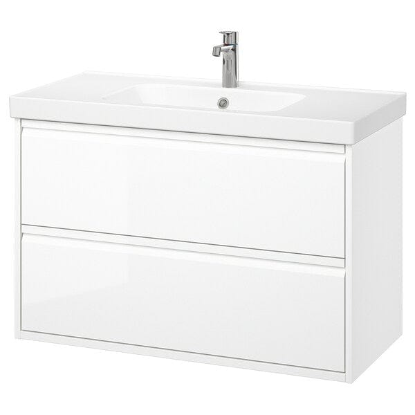 Ikea ÄNGSJÖN / ORRSJÖN - Washbasin/drawer/misc cabinet, glossy white,102x49x69 cm
