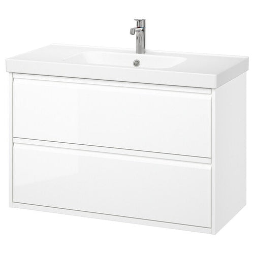 ÄNGSJÖN / ORRSJÖN - Washbasin/drawer/misc cabinet, glossy white,102x49x69 cm