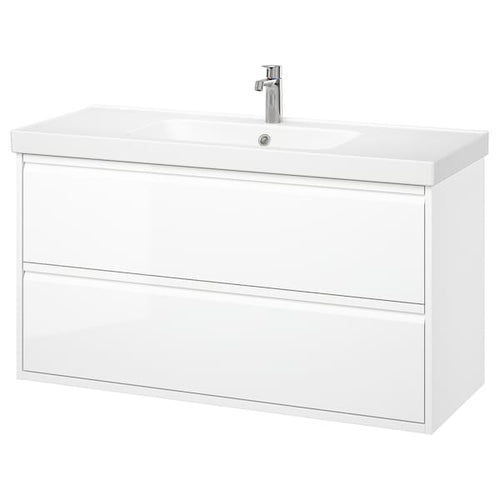 ÄNGSJÖN / ORRSJÖN - Washbasin/drawer unit/misc, glossy white,122x49x69 cm