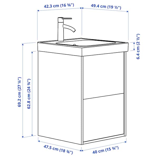 Ikea ÄNGSJÖN / ORRSJÖN - Washbasin/drawer/misc cabinet, brown oak effect,42x49x69 cm
