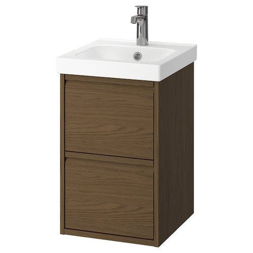 ÄNGSJÖN / ORRSJÖN - Washbasin/drawer/misc cabinet, brown oak effect,42x49x69 cm