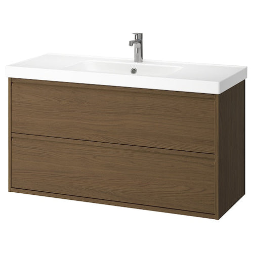 ÄNGSJÖN / ORRSJÖN - Washbasin/drawer/misc cabinet, brown oak effect,122x49x69 cm