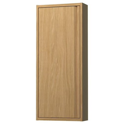ÄNGSJÖN - Wall cabinet with door, oak effect, 40x15x95 cm