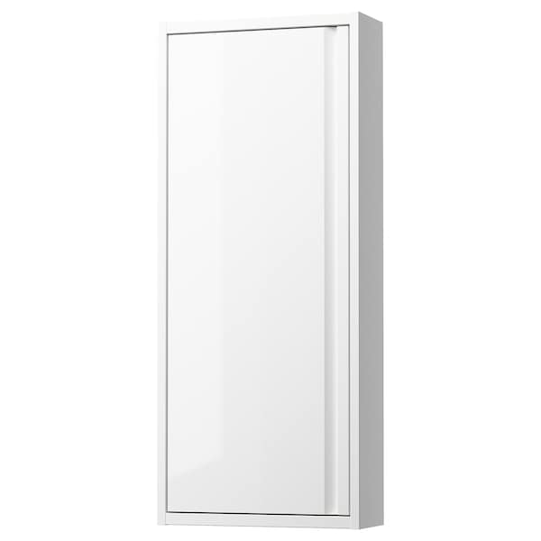 ÄNGSJÖN - Wall cabinet with door, high-gloss white, 40x15x95 cm - best price from Maltashopper.com 00535078