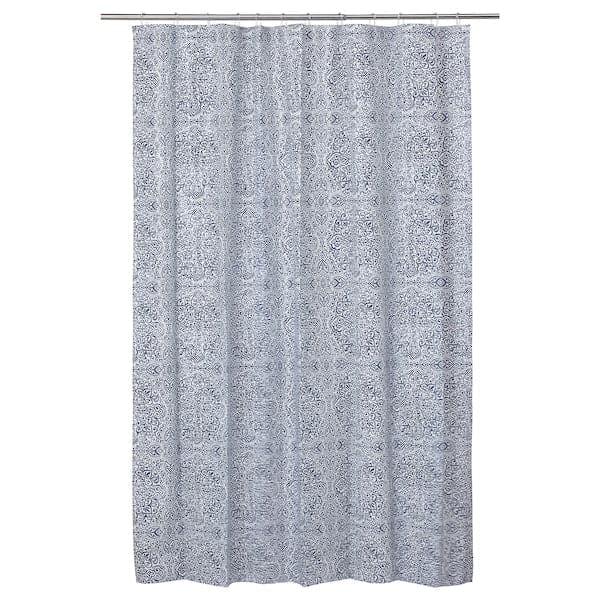 ÄNGSKLOCKA - Shower curtain, white/blue, 180x200 cm - best price from Maltashopper.com 60496757