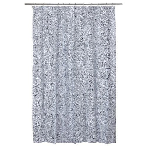 ÄNGSKLOCKA - Shower curtain, white/blue, 180x200 cm