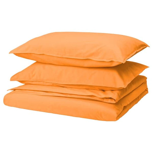 ÄNGSLILJA - Duvet cover and 2 pillowcases, orange, 240x220/50x80 cm