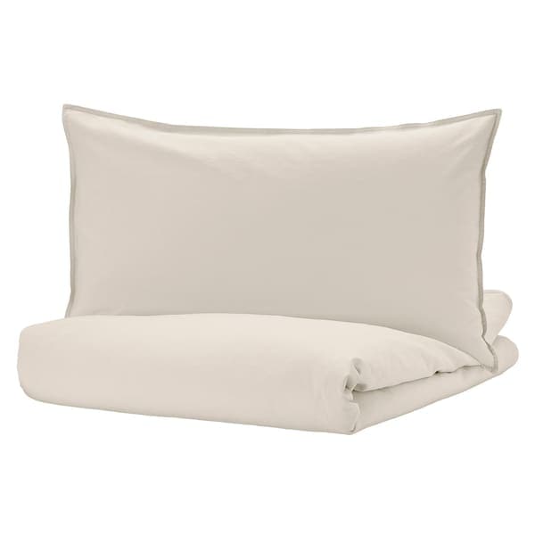 ÄNGSLILJA - Duvet cover and 2 pillowcases, light grey-beige, 240x220/50x80 cm - best price from Maltashopper.com 60490760