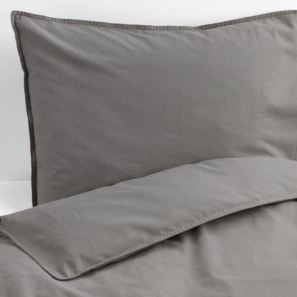 Ikea ÄNGSLILJA - Duvet cover and 2 pillowcases, grey, 240x220/50x80 cm