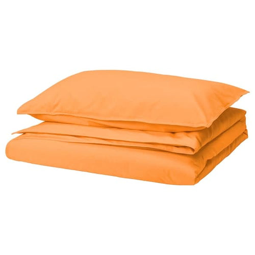ÄNGSLILJA - Duvet cover and pillowcase, orange, 150x200/50x80 cm