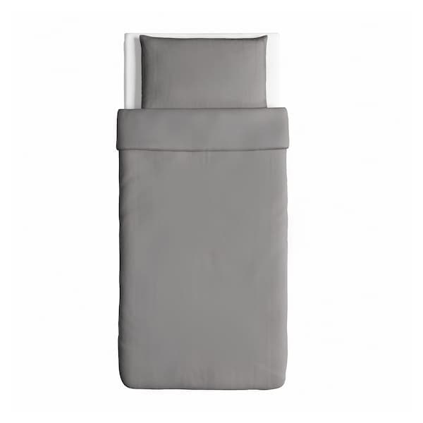 Ikea ÄNGSLILJA - Duvet cover and pillowcase, grey, 150x200/50x80 cm