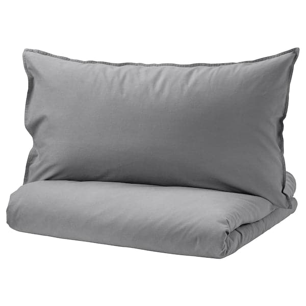 ÄNGSLILJA - Duvet cover and pillowcase, grey, 150x200/50x80 cm - best price from Maltashopper.com 70318670