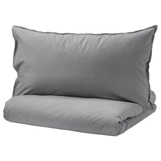 Ikea ÄNGSLILJA - Duvet cover and pillowcase, grey, 150x200/50x80 cm