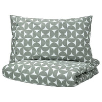ÄNGSNEJLIKA - Duvet cover and pillowcase, grey/green, 150x200/50x80 cm - best price from Maltashopper.com 70541132