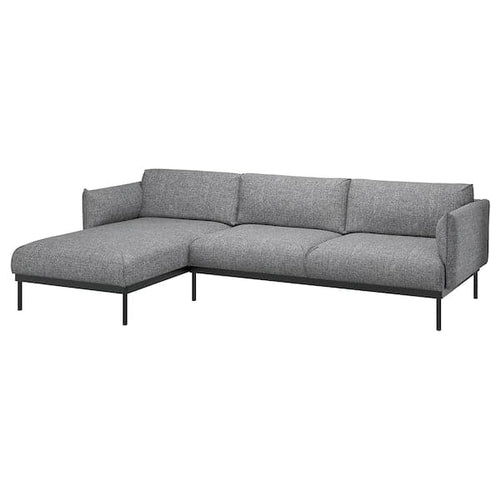 ÄPPLARYD 3 seater sofa with chaise-longue - Lejde grey/black ,