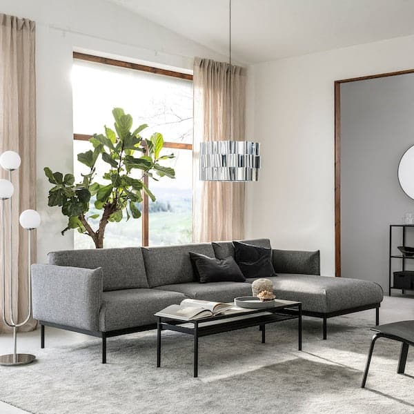Ikea ÄPPLARYD 3 seater sofa with chaise-longue - Lejde grey/black ,